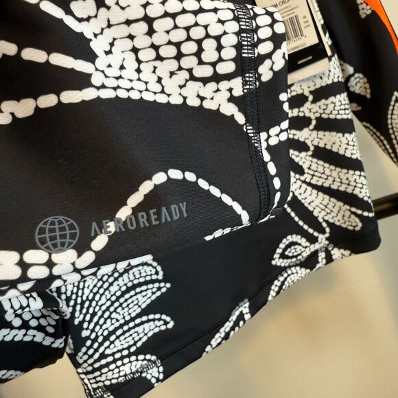 NWT Adidas X Farm Rio Crop Top Long Sleeve Aeroready Floral Black White S - Picture 12 of 14